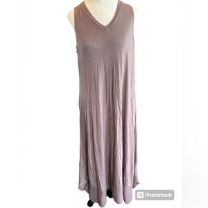 LOGO Goldstein Taupe w/Purple Tint Sleeveless Dress Chiffon Hem